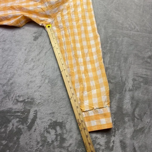 Tommy Bahama Mens Sz M Yellow White Gingham Plaid Long Sleeve Button Up Shirt - Picture 9 of 10